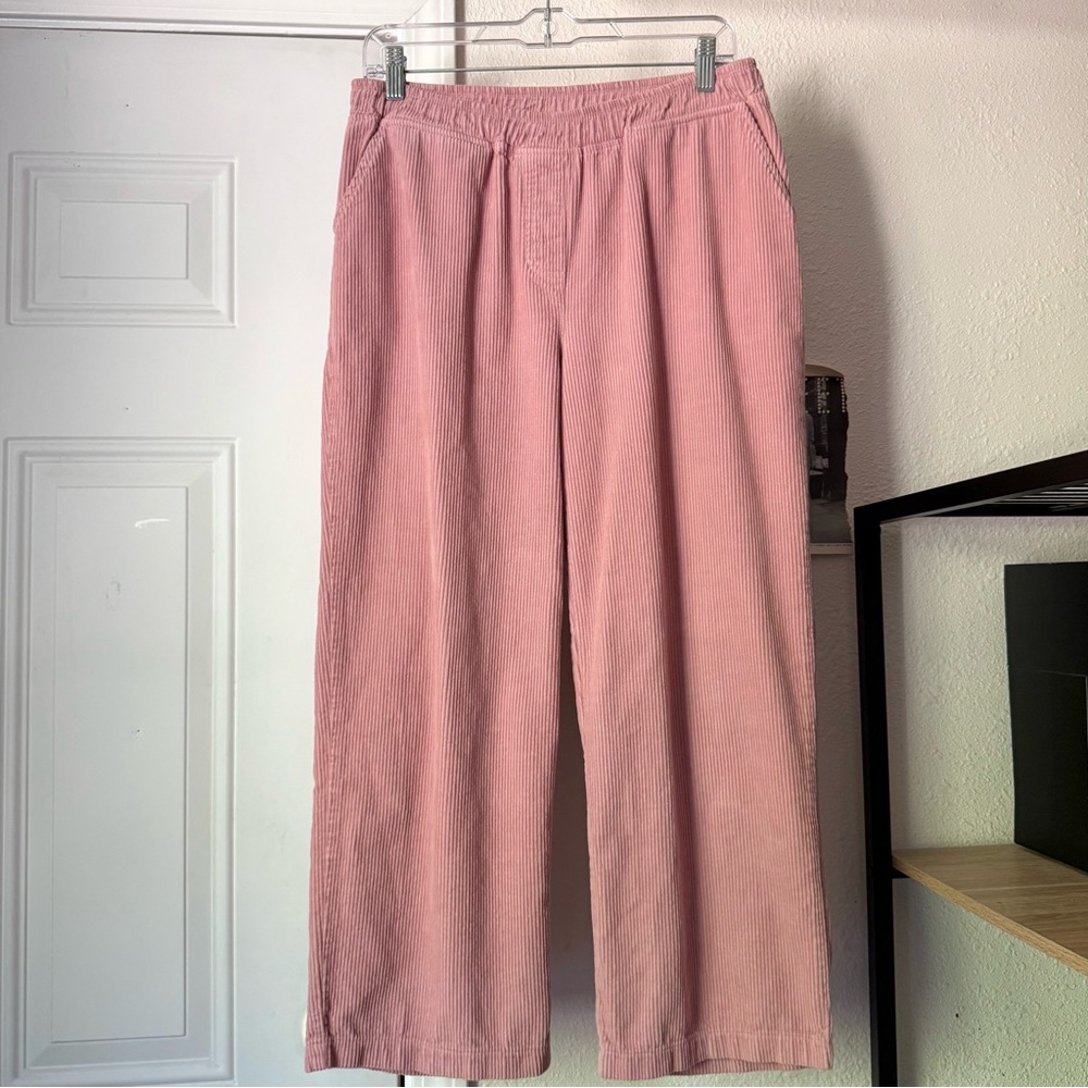 IT IS WELL‎ LA pink cotton corduroy pull on straight wide leg cropped pants
